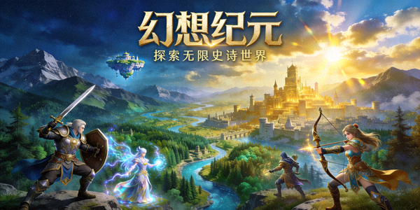 《幻想纪元》游戏宣传图 - 展示史诗级MMORPG开放世界场景与角色