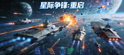 科幻策略游戏《星际争锋：重启》游戏画面截图，展示太空舰队战斗场景