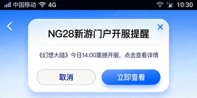 NG28新游门户向用户推送精准开服提醒的通知界面截图