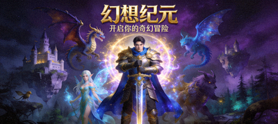 最新奇幻角色扮演游戏《幻想纪元》宣传海报，展示游戏角色与世界观
